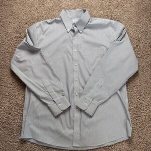 Brooks Brothers Shirt Mens Large Blue Plaid Button Down Supima Cotton Non-Iron